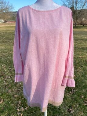 Lilly Pulitzer Pink Lightweight Sweater Ruffle Sleeve Preppy”